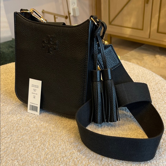 NWT Tory Burch Black Pebbled Leather Crossbody Bag - Picture 4 of 8